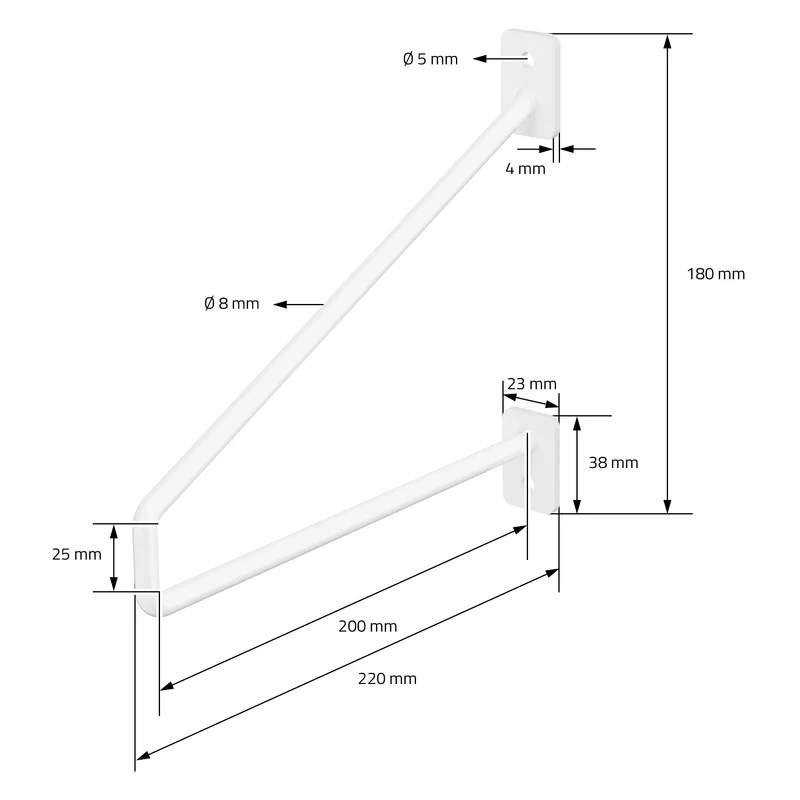 2er Set Wandkonsole Regalhalterung 2x 220 x 180 mm Weiß aus Stahl ML-Design