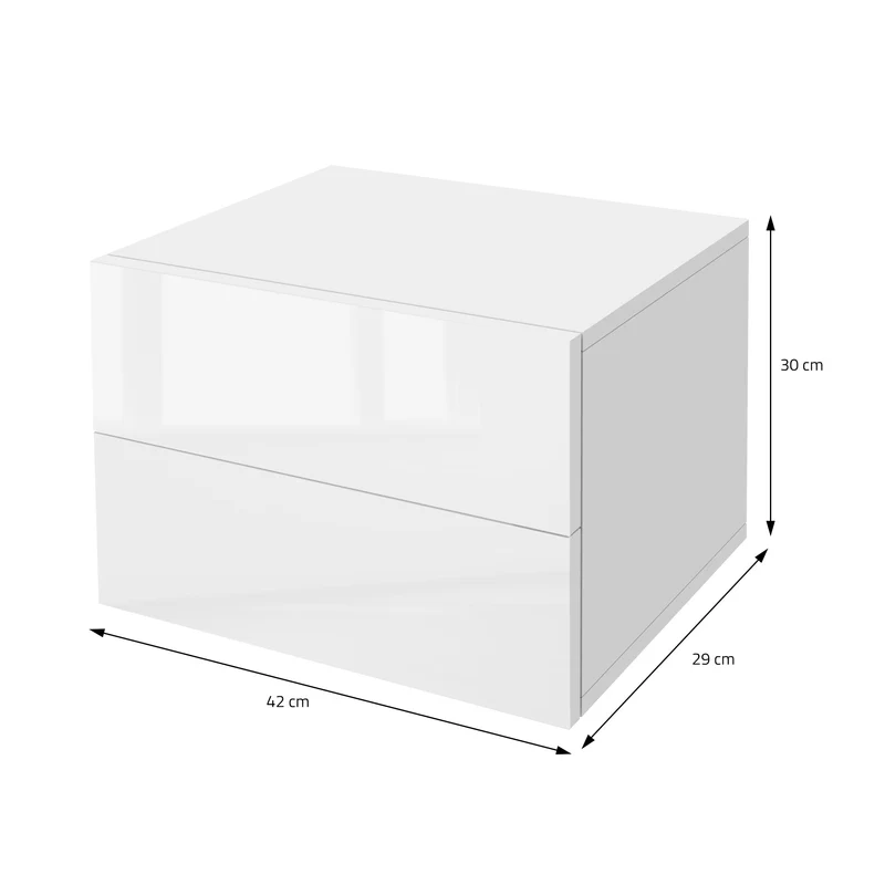 Nachttisch mit zwei Schubladen 42x29x30 cm Weiß glänzend ML-Design