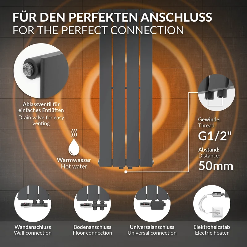 Paneelheizkörper Einlagig 900x300 mm Anthrazit ML-Design