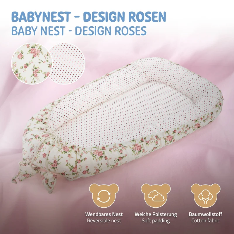 Babynest wendbarer Bezug 90x50 cm Weiß aus Baumwolle Joyz