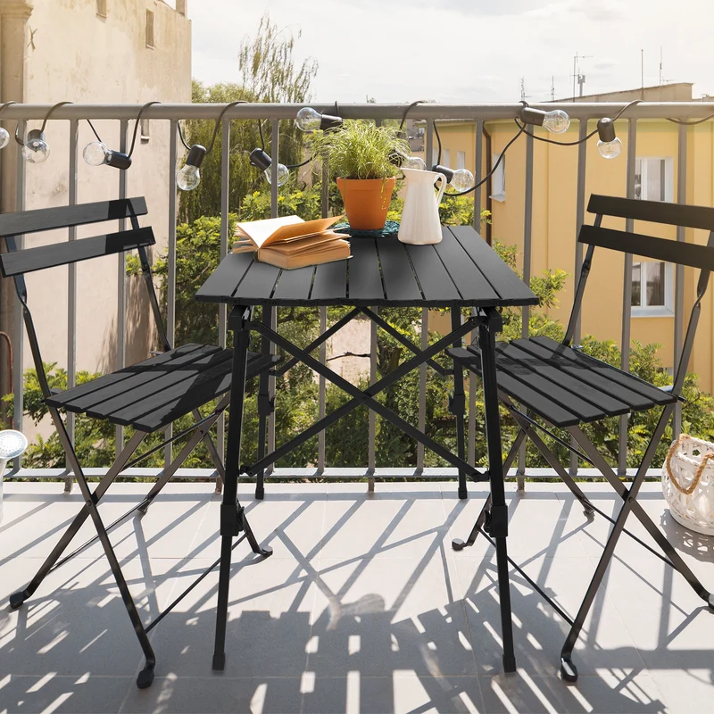B-Ware Campingtisch faltbar 90x51,5 cm Schwarz aus Aluminium ML-Design