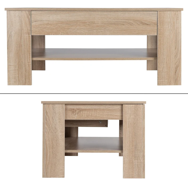 B-Ware Couchtisch mit Schublade und Ablage 110x65x48 cm Sonoma-Eiche ML-Design