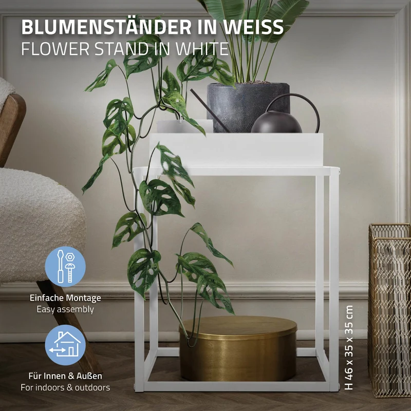 B-Ware Blumenständer 35x35x46 cm Weiß aus Metall ML-Design