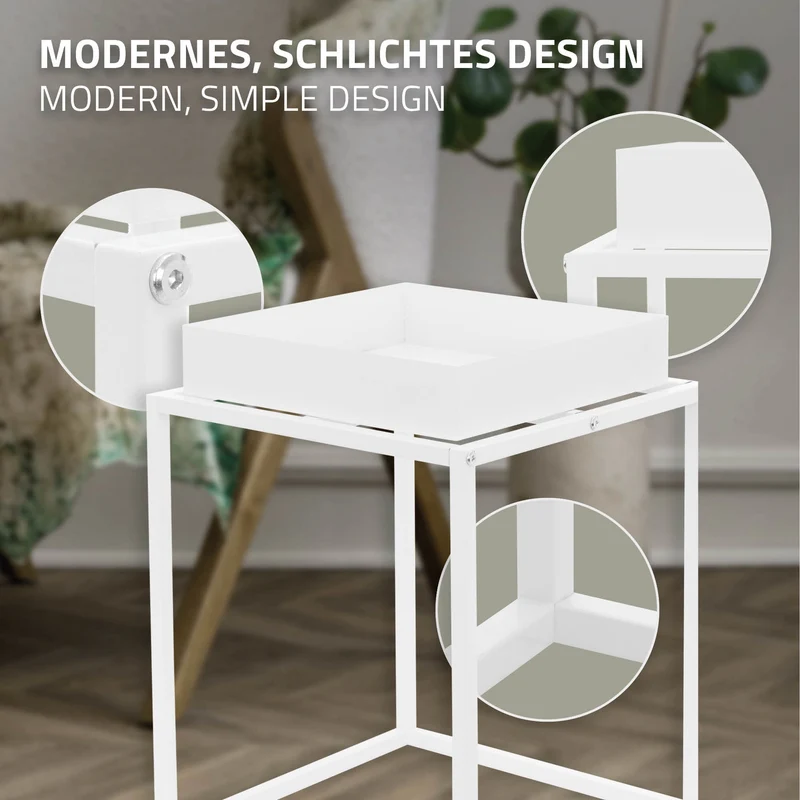 B-Ware Blumenständer 35x35x46 cm Weiß aus Metall ML-Design