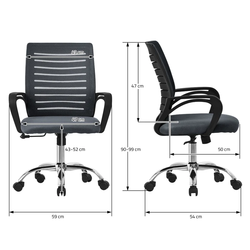 B-Ware Ergonomischer Bürostuhl mit Armlehnen Netzgewebe Grau mit Rollen ML-Design