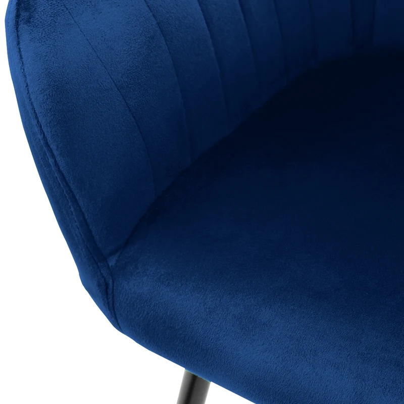 B-Ware Esszimmerstuhl 2er Set mit Rücken- und Armlehnen Blau Küchenstuhl mit Microfaser-Samtbezug ML-Design