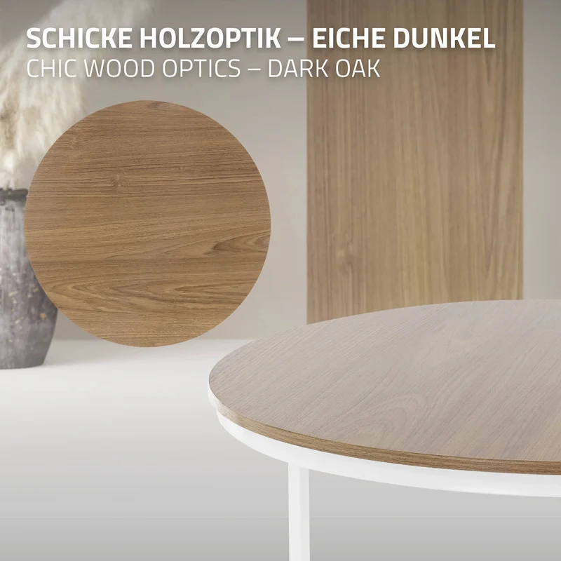 B-Ware Couchtisch 2er Set Weiß Holzdekor mit Metallgestell ML-Design
