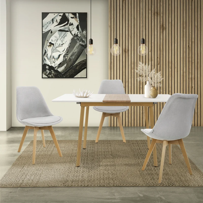 Esstisch ausziehbar in Weiß 110-140x75 cm aus Holz Esszimmertisch für 4-6 Personen ML-Design