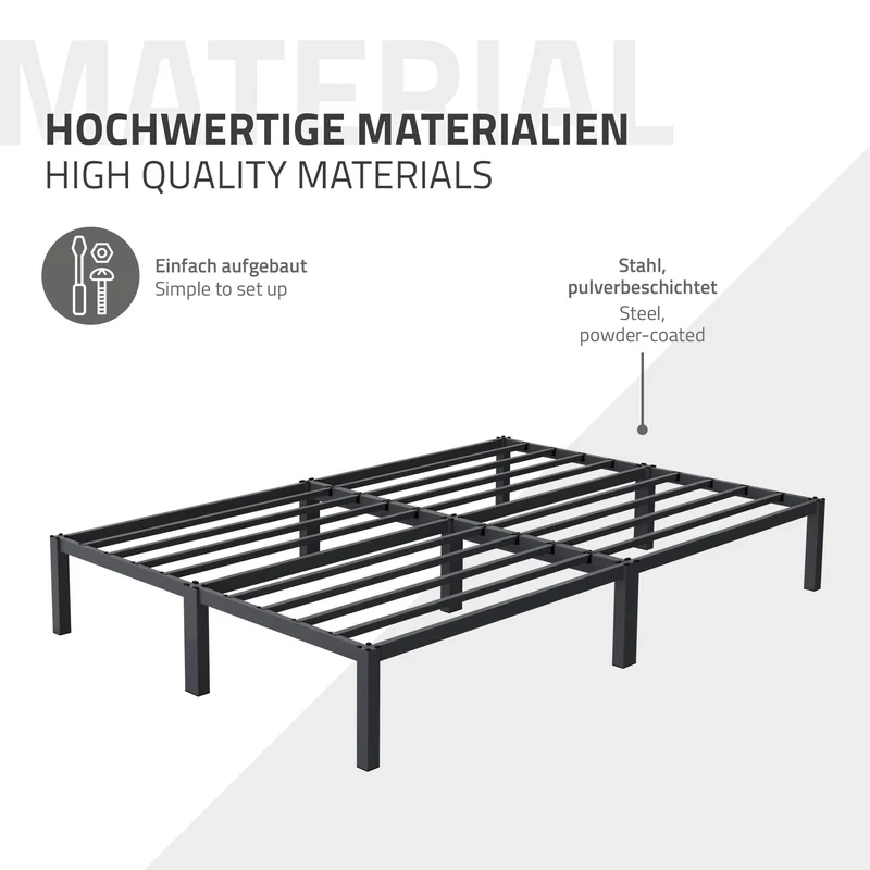 Metallbett mit Matratze140x200 cm Anthrazit mit Lattenrost ML-Design