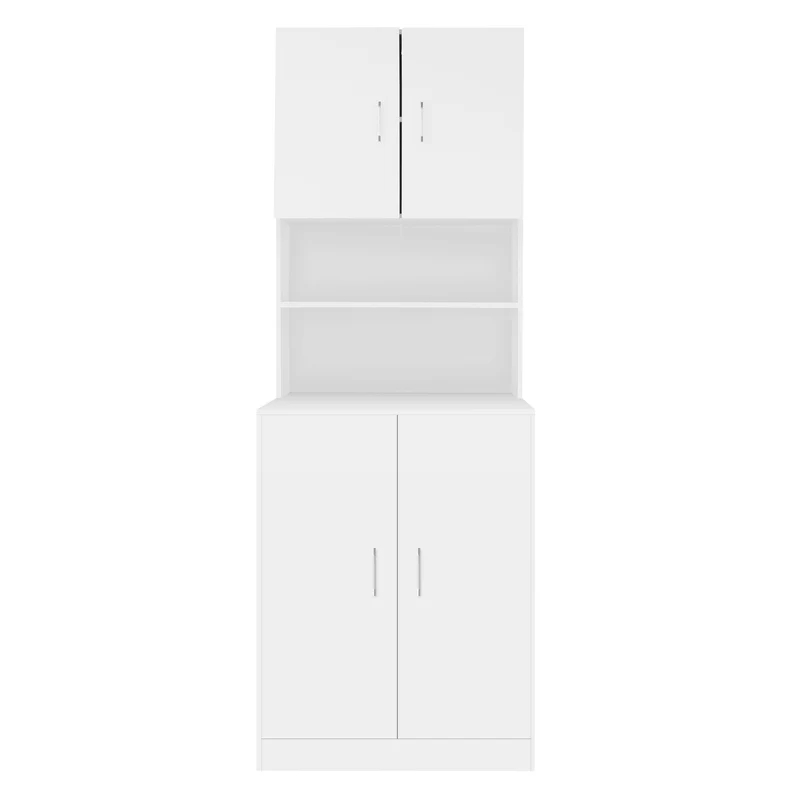Waschmaschinenschrank Waschmaschinen Regal 70,5x190,5x70 cm mit 4 Türen und 2 Ablagen in Weiß ML-Design