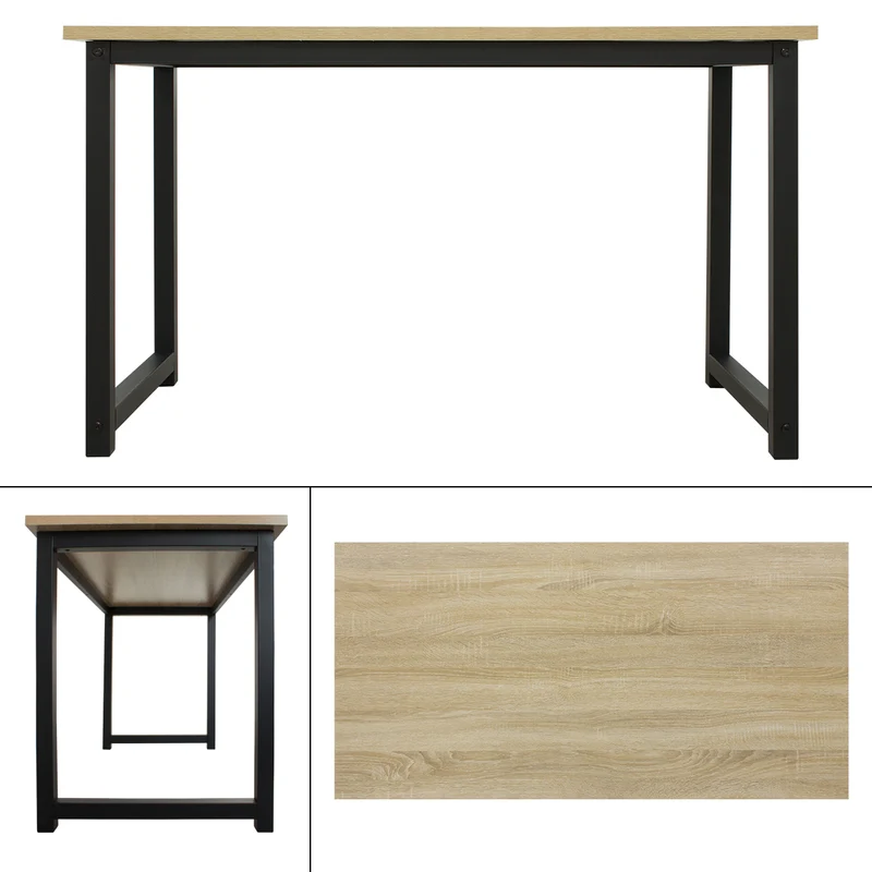 Schreibtisch 120x60x75 cm eiche/Schwarz aus MDF und Metall ML-Design
