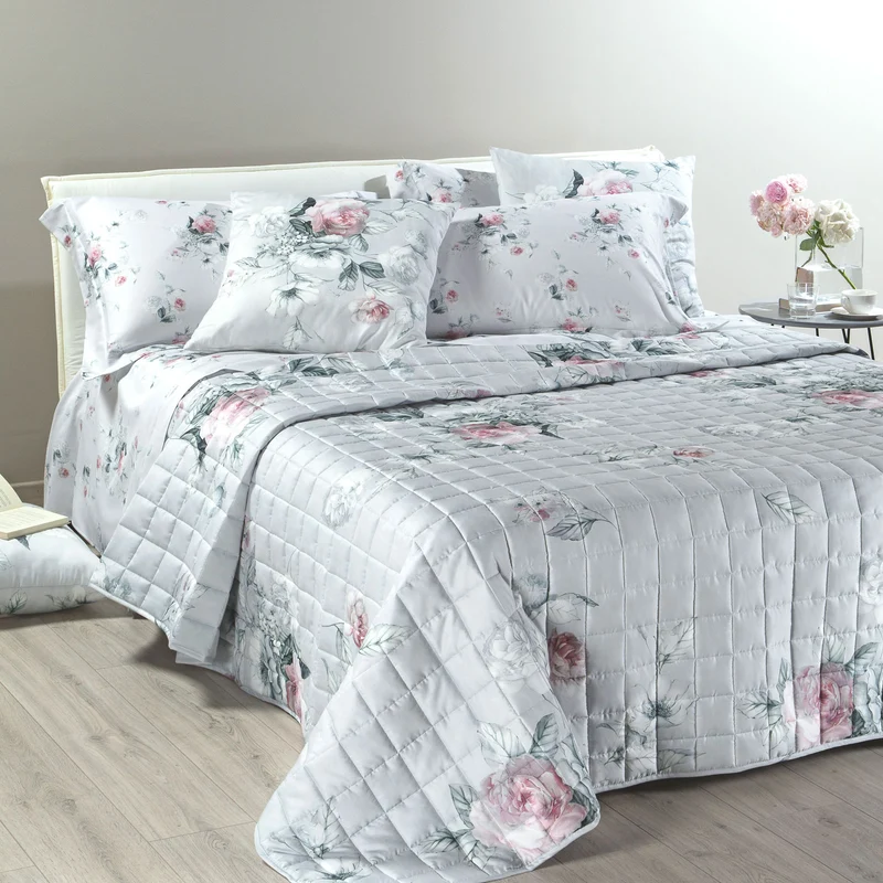Copriletto Primaverile emotions Floreale in Raso di cotone 80 gr/mq