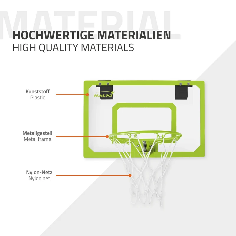 Basketballkorb Set mit 3 Bällen 45,5x30,5 cm Grün aus Nylon und Kunststoff