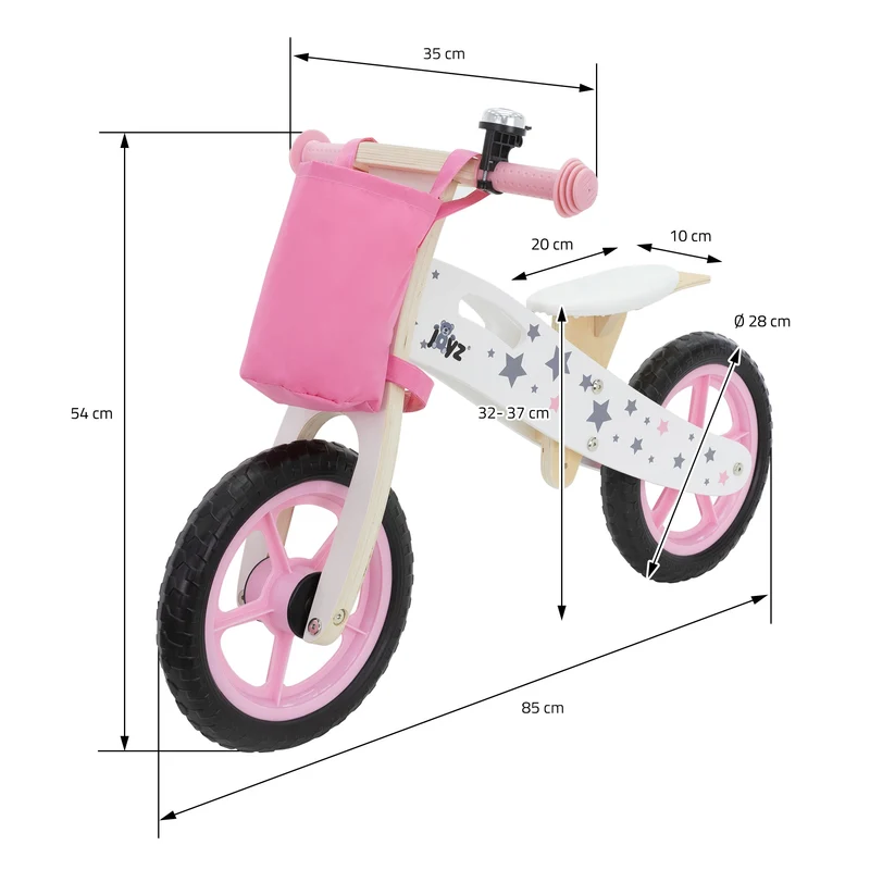 Laufrad für Kinder ab 2 Jahren 85x54 cm Pink aus Holz Joyz