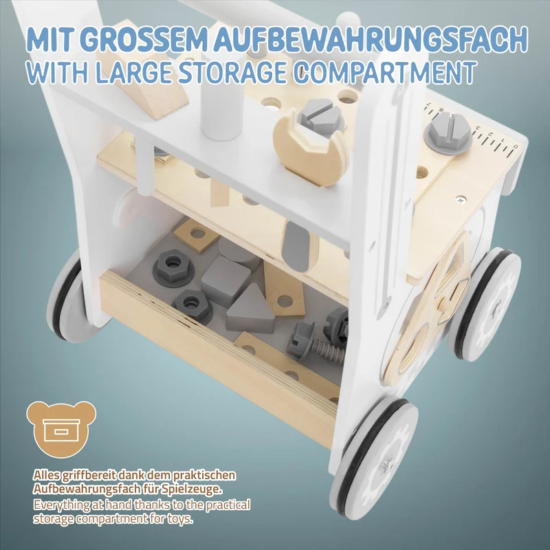 Lauflernwagen für Kinder ab 1 Jahr 26x27x47 cm Grau aus Holz Joyz