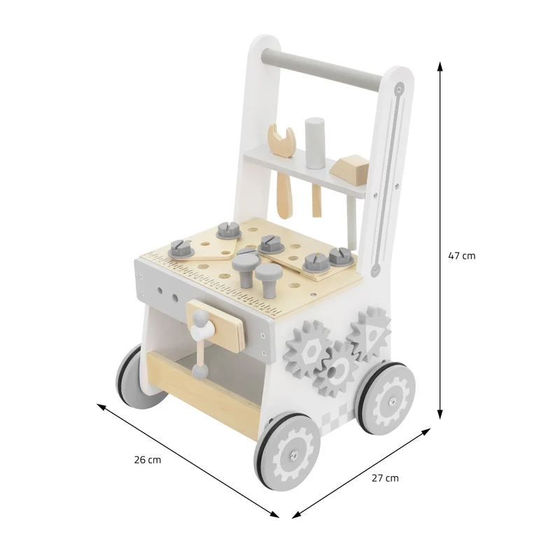 Lauflernwagen für Kinder ab 1 Jahr 26x27x47 cm Grau aus Holz Joyz
