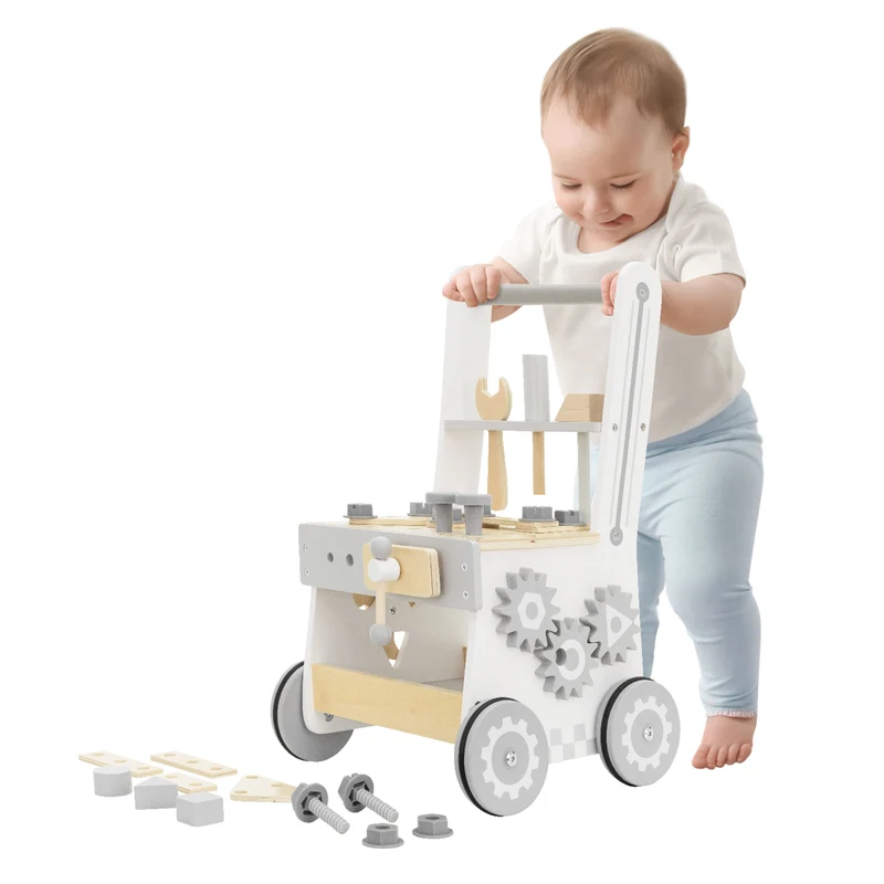 Lauflernwagen für Kinder ab 1 Jahr 26x27x47 cm Grau aus Holz Joyz