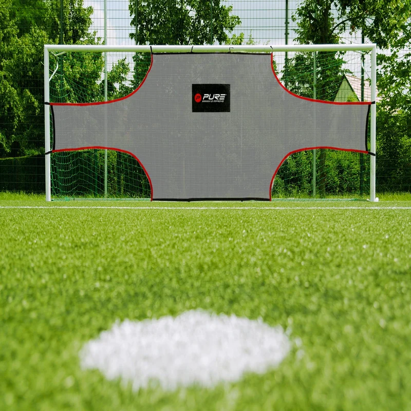 Fußballtor Trainingsnetz 500x200 cm Grau/Rot aus Polyester Pure2Improve