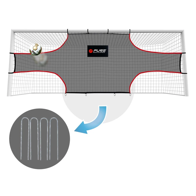 Fußballtor Trainingsnetz 732x244 cm Schwarz/Rot aus Polyethylen Pure2Improve