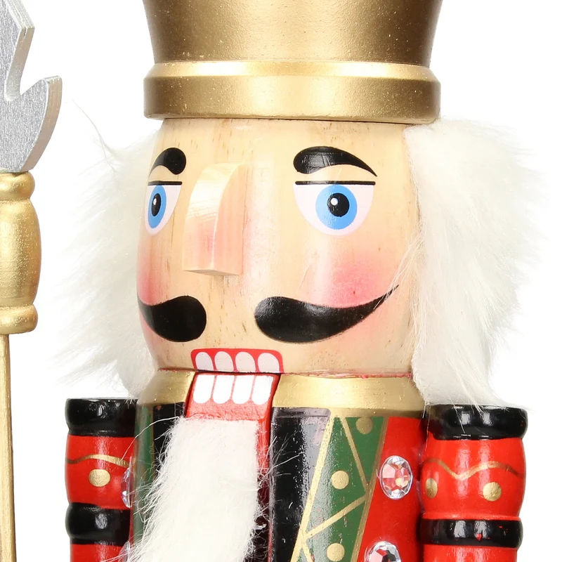 Nussknacker Soldat mit schwarzer Krone und Zepter 50 cm aus Holz