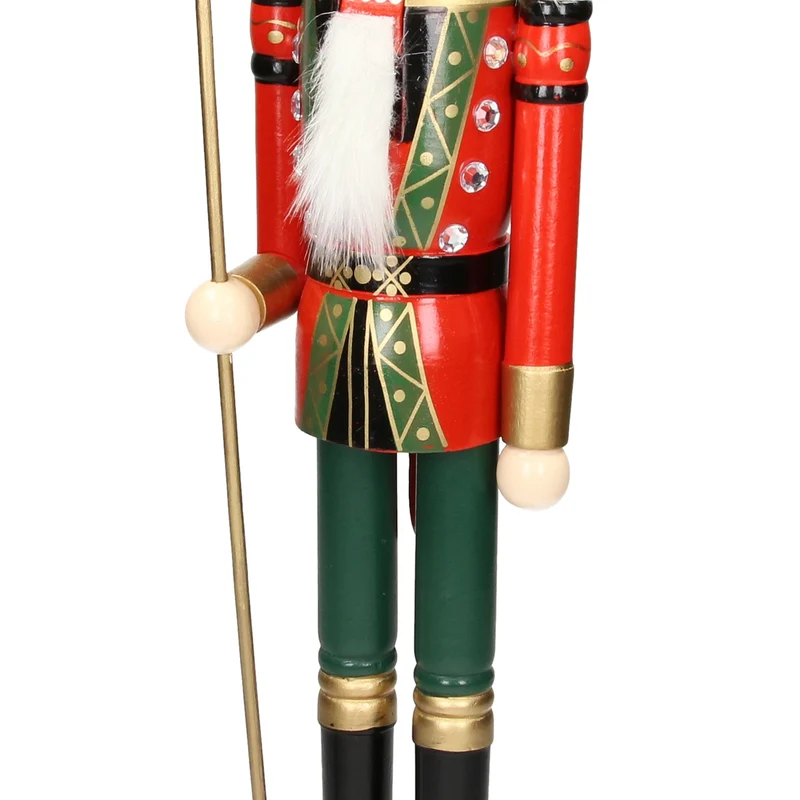 Nussknacker Soldat mit schwarzer Krone und Zepter 50 cm aus Holz