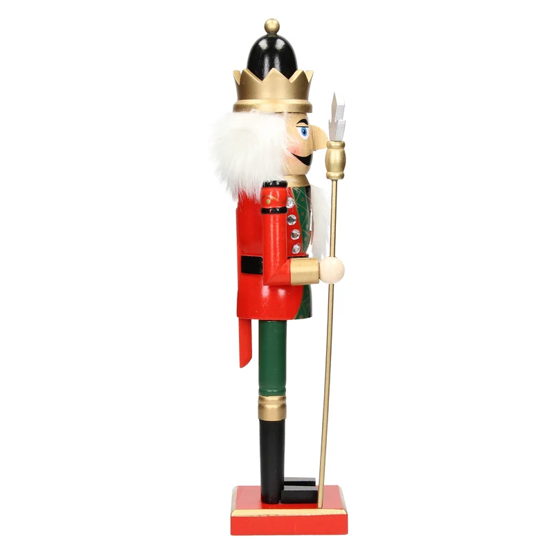 Nussknacker Soldat mit schwarzer Krone und Zepter 38 cm aus Holz