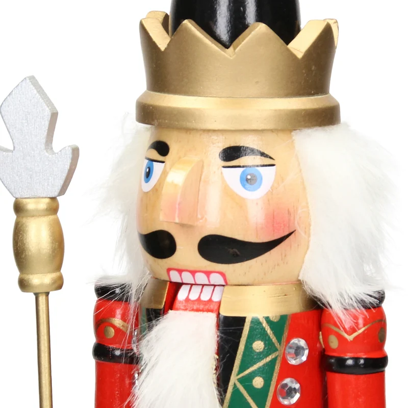 Nussknacker Soldat mit schwarzer Krone und Zepter 38 cm aus Holz