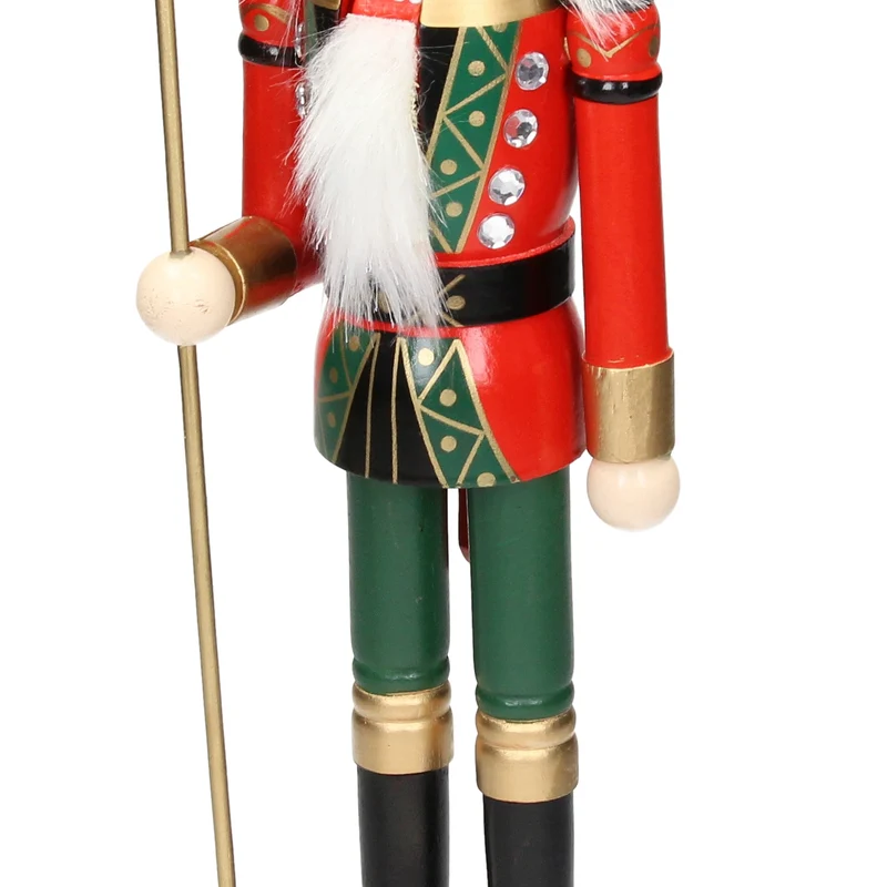 Nussknacker Soldat mit schwarzer Krone und Zepter 38 cm aus Holz