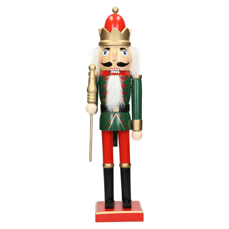 Nussknacker Soldat mit roter Krone und Zepter 38 cm aus Holz