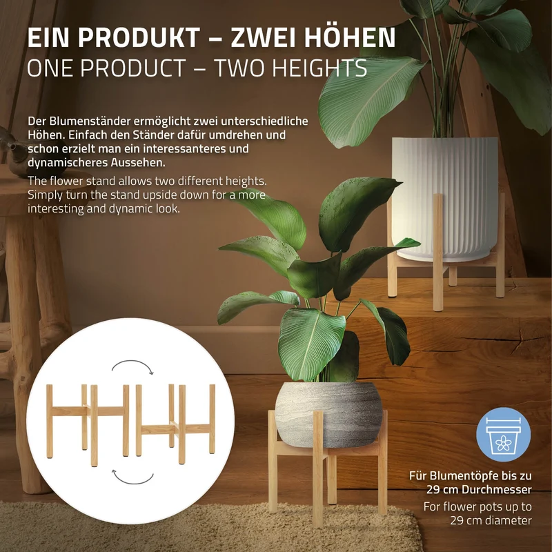 Blumenständer 25x25x30 cm Braun aus Holz ML-Design