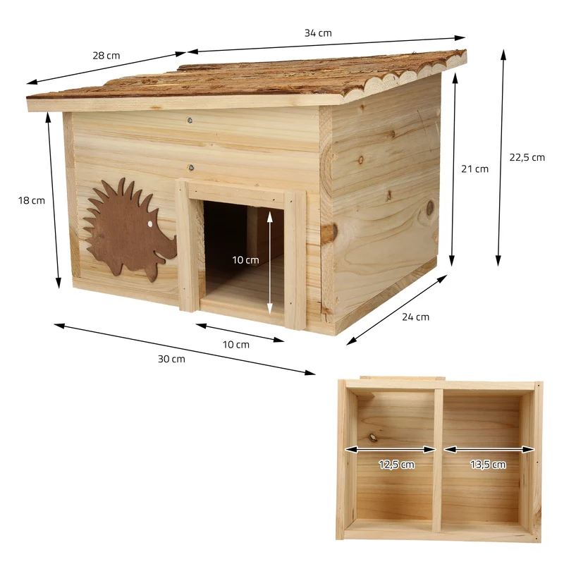 Igelhaus 30x24x21 cm Braun aus Kiefernholz