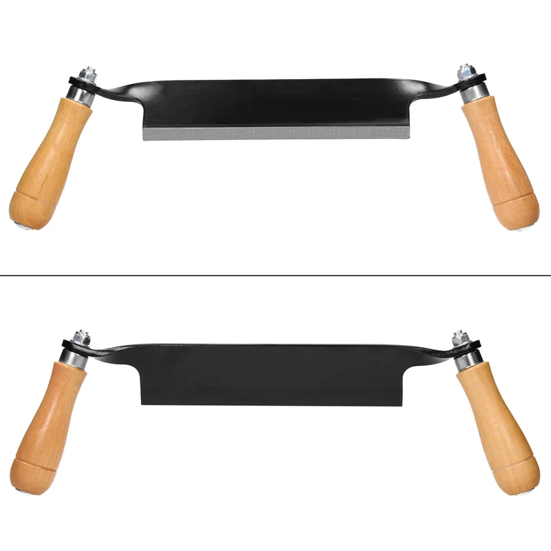 Zugmesser mit Holzgriffen und Klingenschutz 203 mm gerade