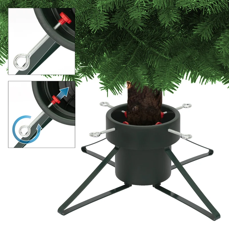 Weihnachtsbaumständer mit Wasserschale Dunkelgrün aus Metall für Bäume bis 210 cm
