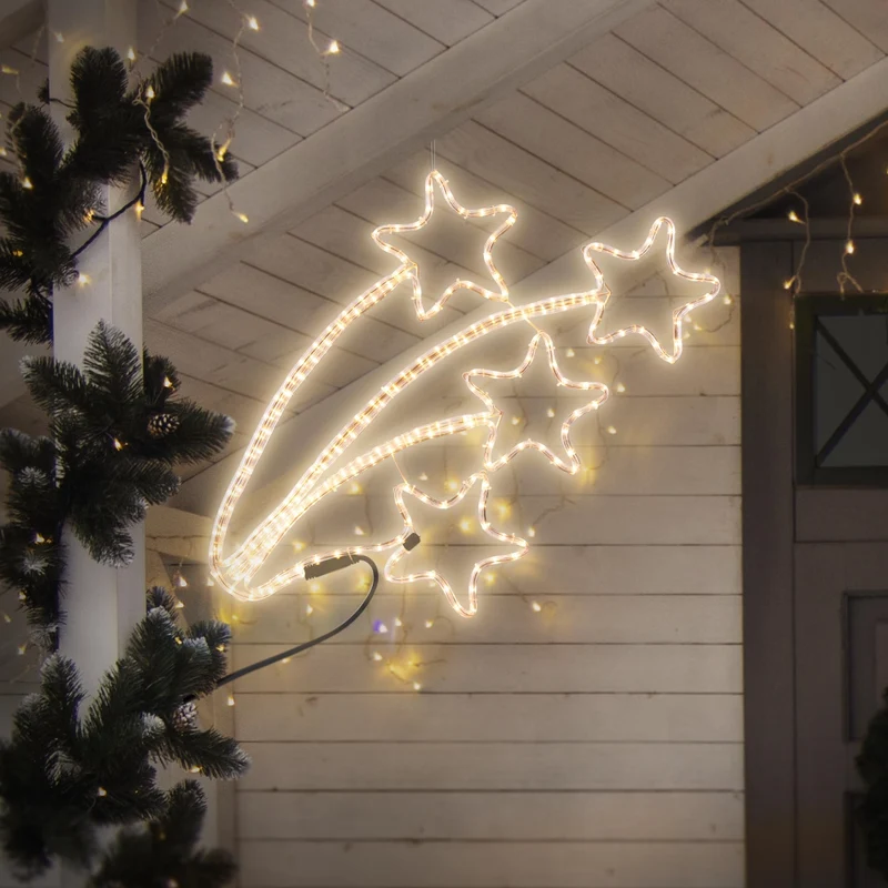 LED Sternschnuppe vierfach mit 216 LED-Birnen 61x57 cm Warmweiß IP44