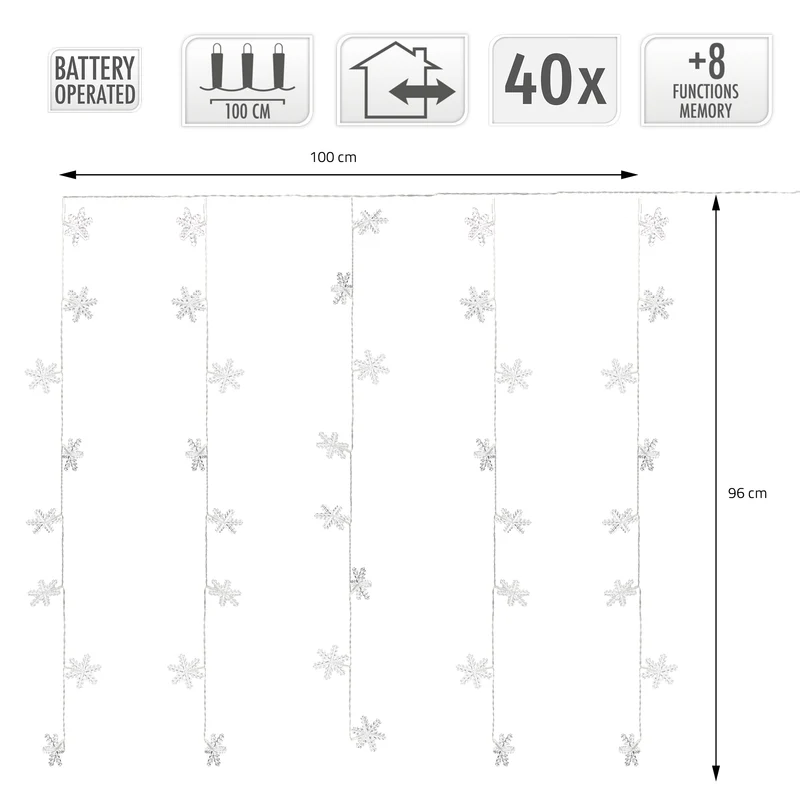 Weihnachtslichterkette LED Lichtervorhang mit 40 Warmweiße LEDs 100 cm inkl. Timer
