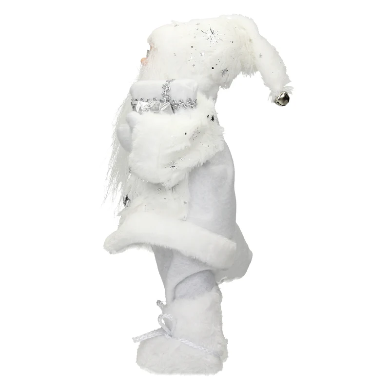 Weihnachtsmann Deko-Figur 37 cm hoch Weiß mit Geschenkesack