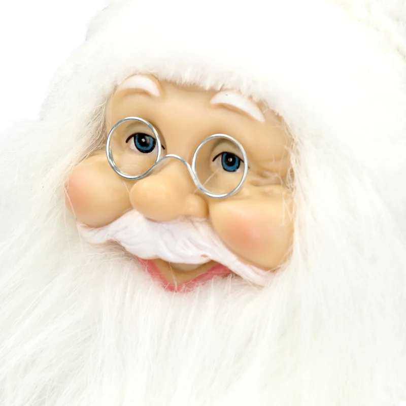 Weihnachtsmann Deko-Figur 37 cm hoch Weiß mit Geschenkesack