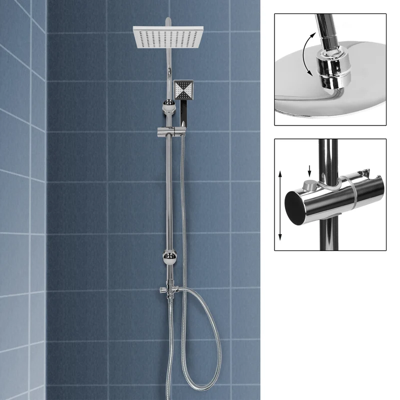 Duschsystem Silber aus Edelstahl eckig