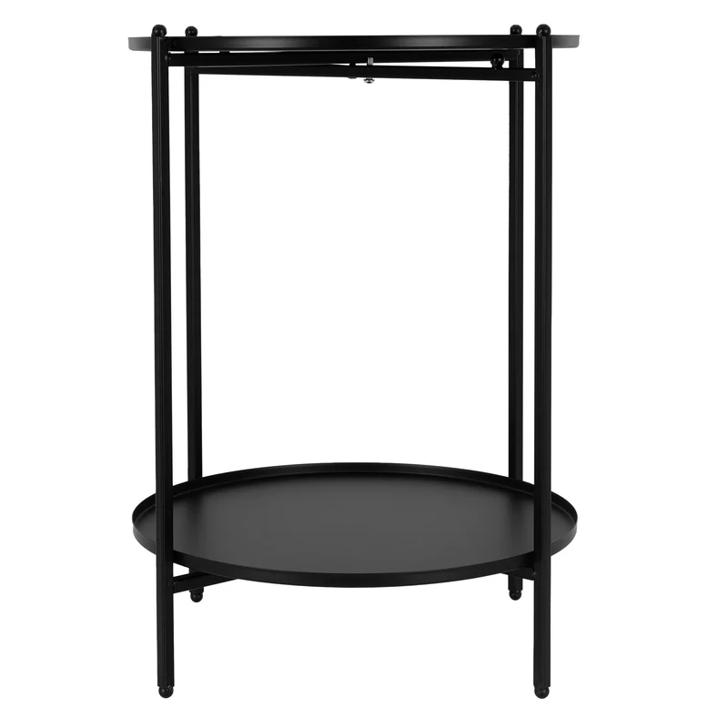 Beistelltisch mit 2 abnehmbaren Ablageflächen Ø 38x50 cm Schwarz aus Metall