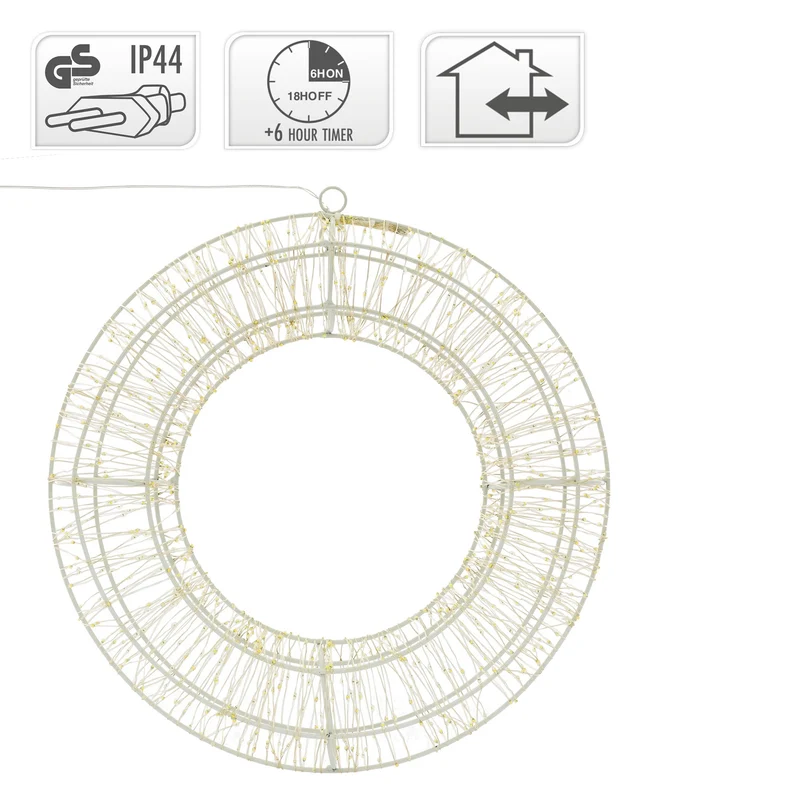 Weihnachtsdeko LED Kranz Ø 58cm warmweiß mit 1800 LED's inkl. Timer
