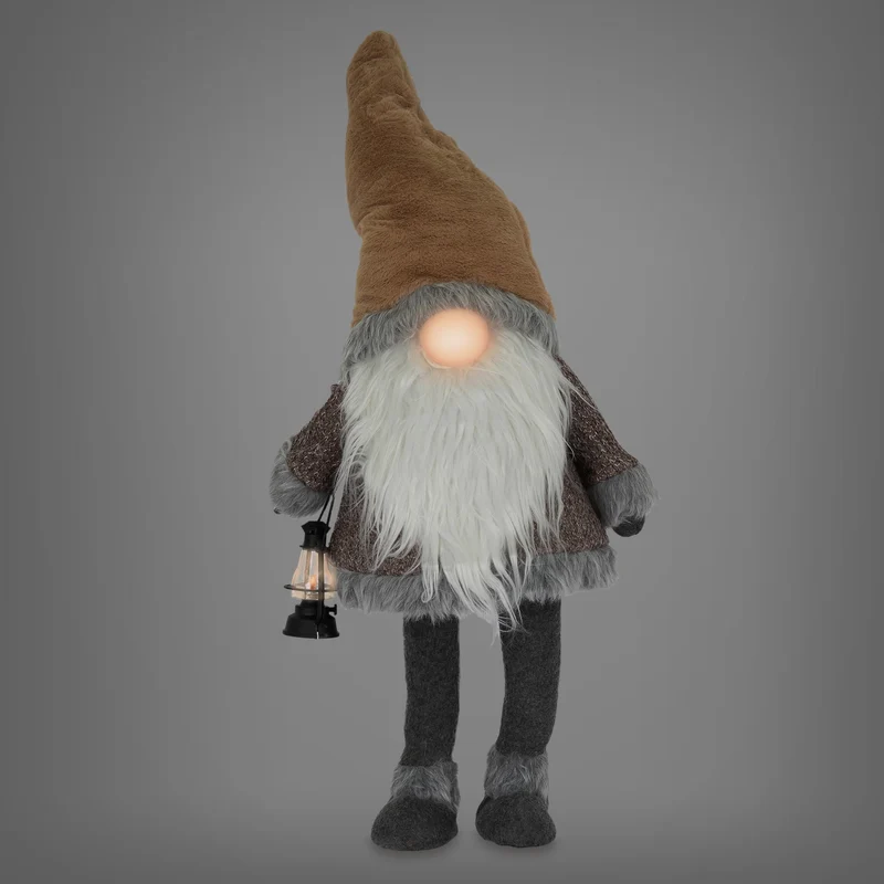 LED Wichtel-Figur 80 cm Braun aus Kunststoff und Polyester