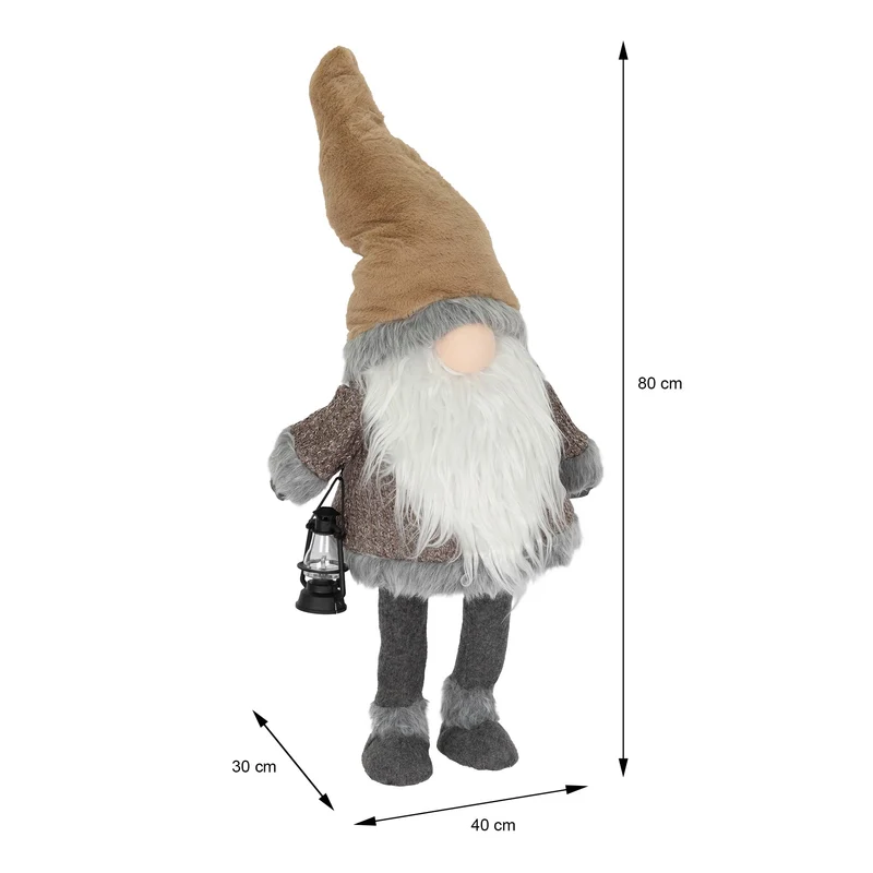 LED Wichtel-Figur 80 cm Braun aus Kunststoff und Polyester