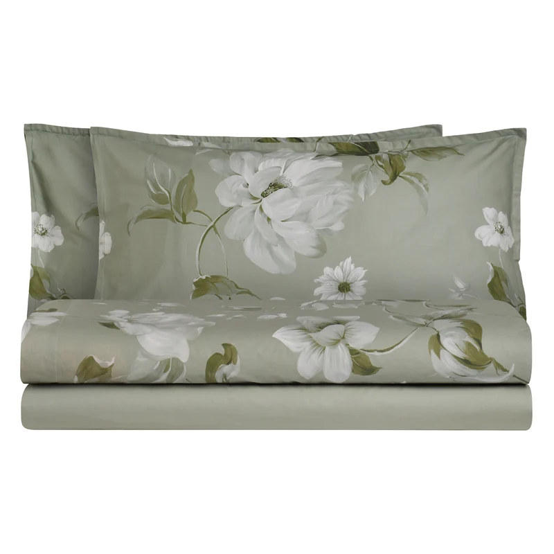 Completo Lenzuola in Percalle di Cotone Fantasia Floreale - Rosewood