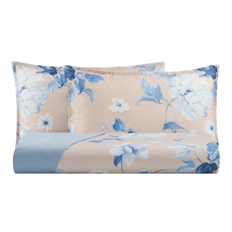 Parure Copripiumino in Percalle di Cotone Fantasia Floreale - Rosewood