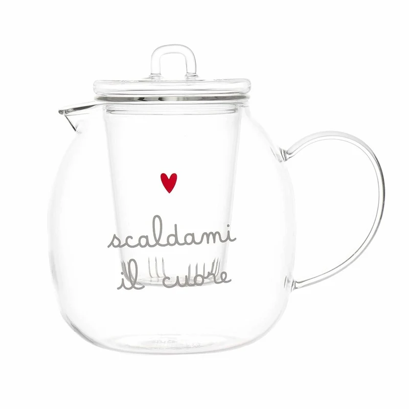 Teiera in Vetro Borosilicato Serigrafato - Scaldami il Cuore