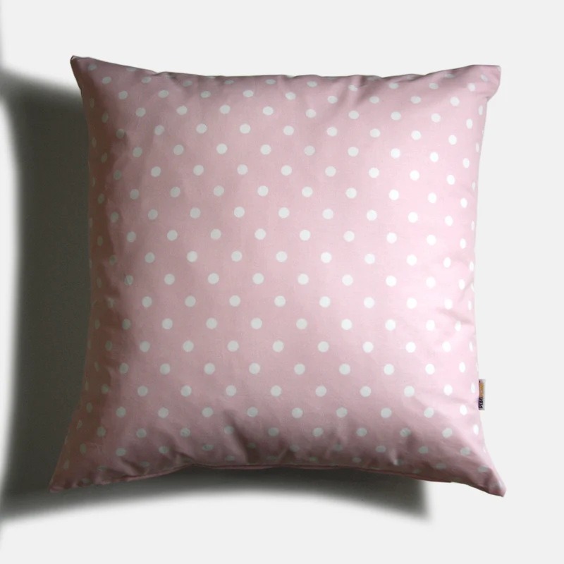Cuscino Fondo Rosa Pois Bianchi