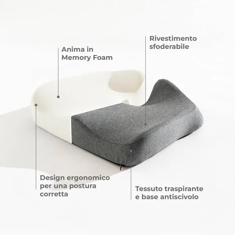 Cuscino Ergonomico in Memory Foam 47x41x12 cm Seduta Ortopedica Il Gruppone