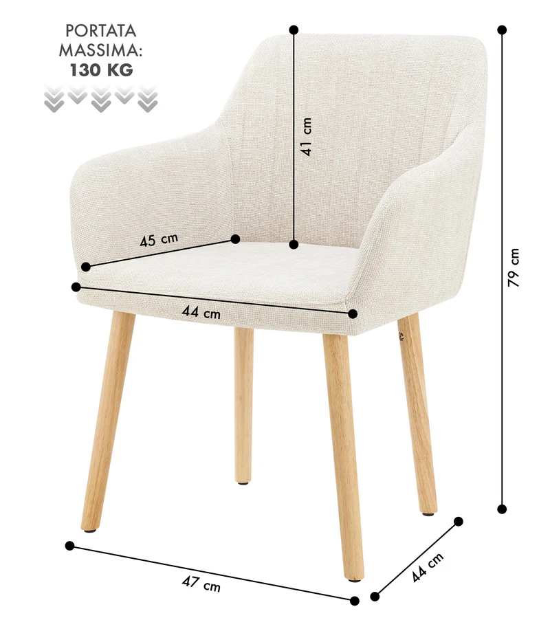 Poltroncina Stile Scandinavo in Tessuto con Gambe in Legno Il Gruppone