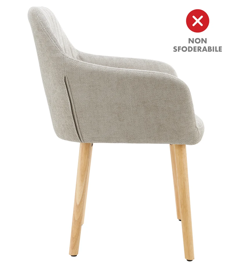 Poltroncina Stile Scandinavo in Tessuto con Gambe in Legno Il Gruppone