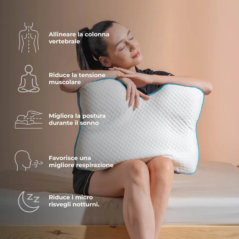 Cuscino Antirussamento Ergonomico in Memory Foam con Federa Traspirante Rimovibile Il Gruppone